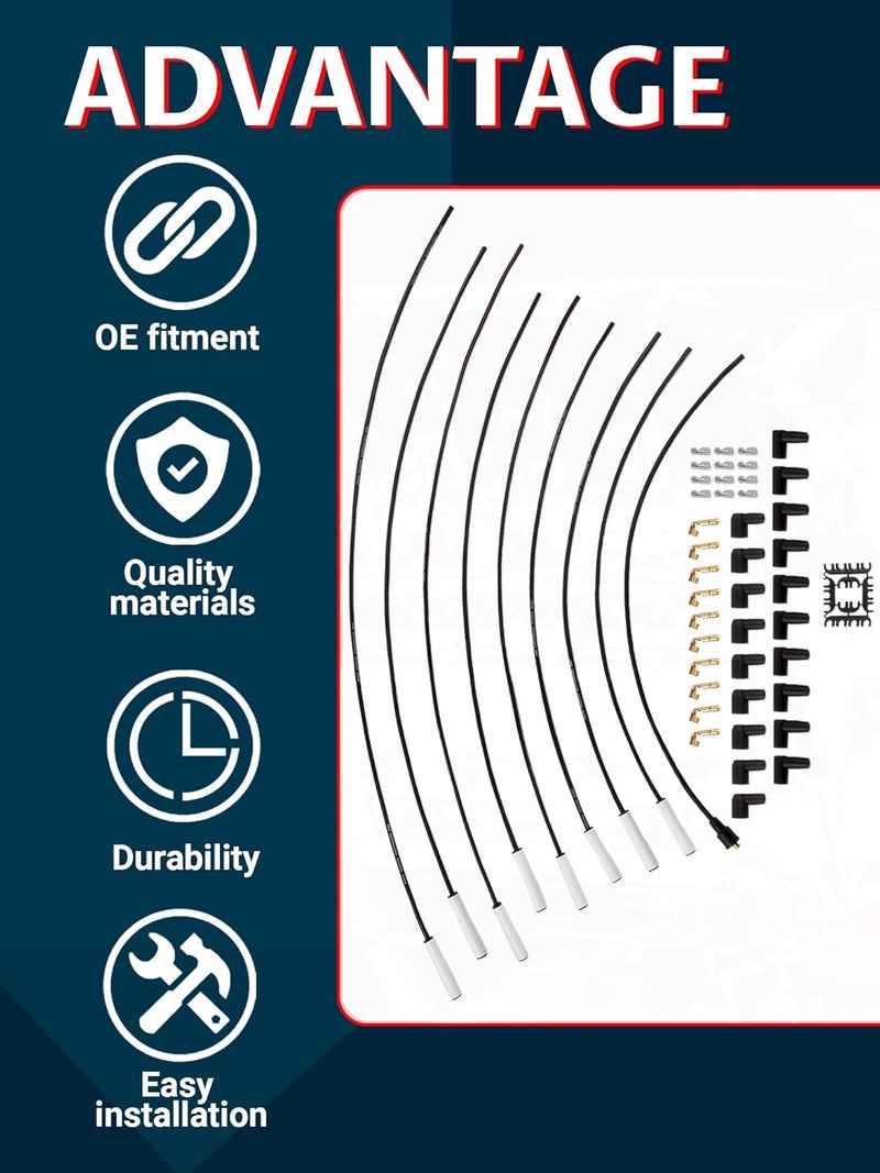 Ntoauto Universal 9000C Extreme 9000 Spark Plug Wire Set 8mm, 180 Degree White Ceramic Boots - Image 4